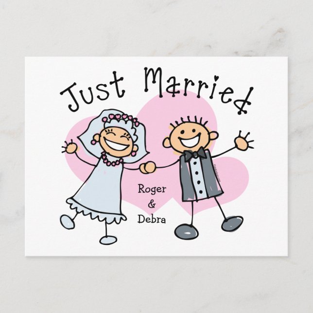 Stick People Just Married Postcard (Front)