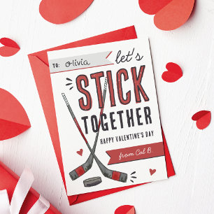 Stick Together Hockey Classroom Valentine Card