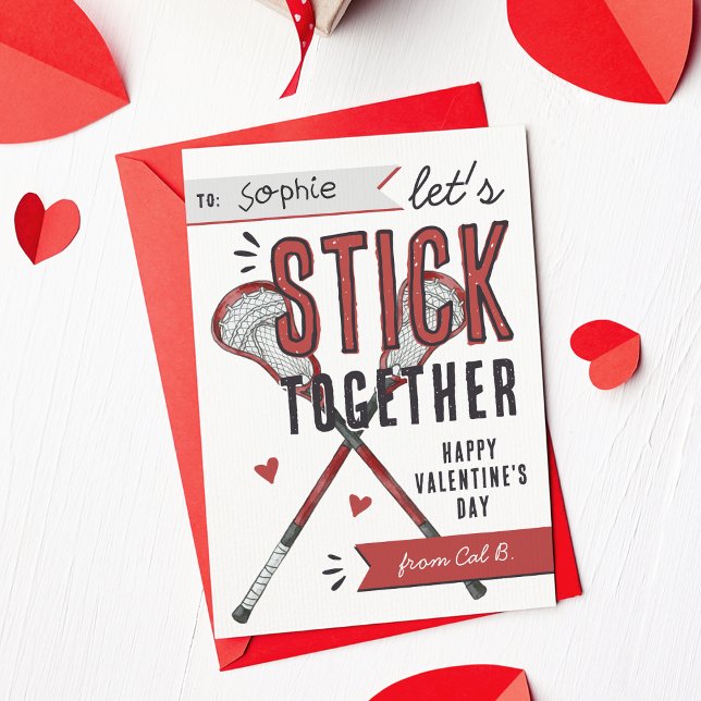 Stick Together Lacrosse Classroom Valentine Card (Creator Uploaded)