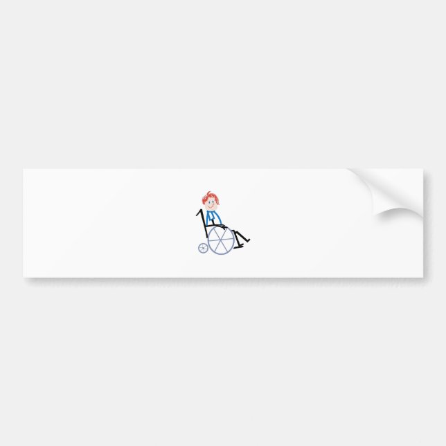Stick Wheelchair Kid Bumper Sticker (Front)