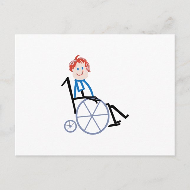 Stick Wheelchair Kid Postcard (Front)