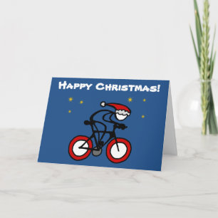 Stick-With-Sport Christmas Santa Cyclist Customise Holiday Card
