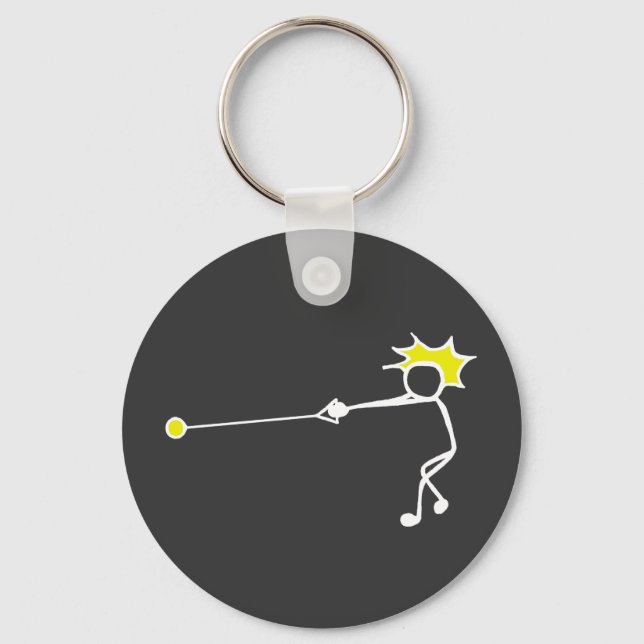 Stick-With-Sport Hammer Thrower Black Yellow Key Ring (Front)