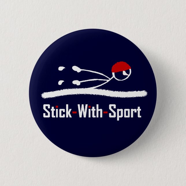 Stick With Sport Swimmer Red Navy 6 Cm Round Badge (Front)