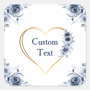 Sticker 3" x3" Blue Floral Custom Text