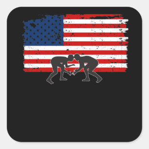 Sticker American Flag Wrestling Cool Design