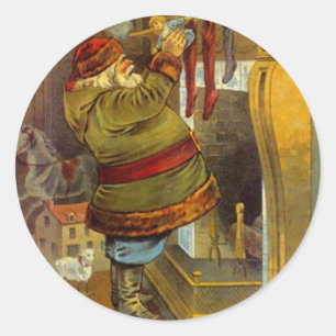 Sticker Antique Pine Green Suit Santa Christmas