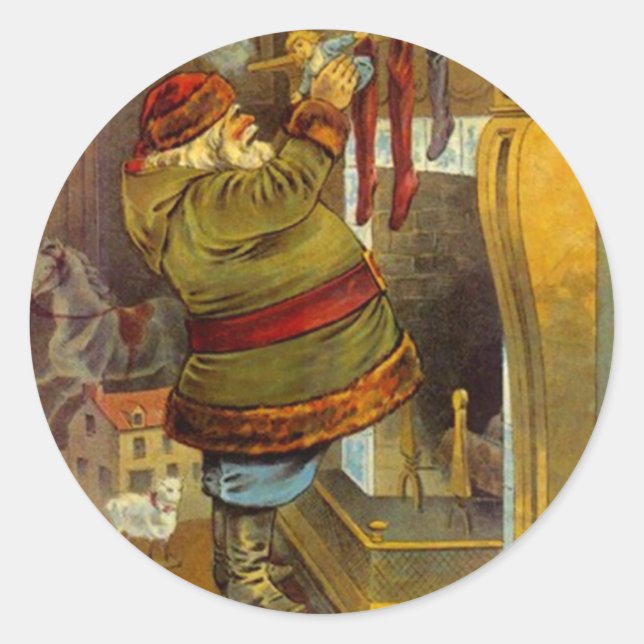 Sticker Antique Pine Green Suit Santa Christmas (Front)