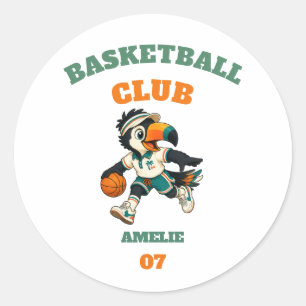 Sticker Basketball Toucan Mascot Personalised Kids