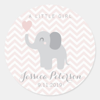 Sticker Birth Announcement Girl Elephant Cute