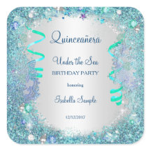 Sticker Blue Under The Sea Quinceanera 15th Party