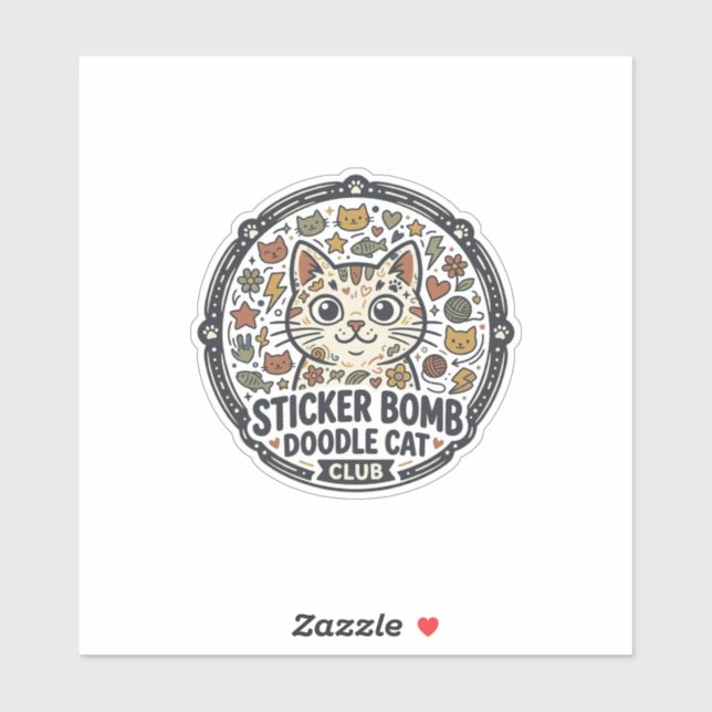 Sticker Bomb Doodle Cat POD Vector Art - Sticker B (Sheet)