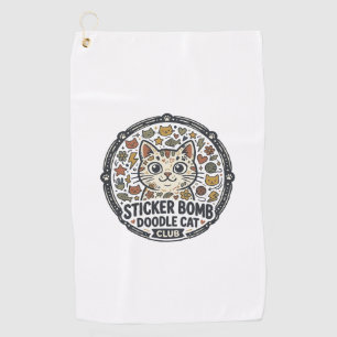 Sticker Bomb Doodle Cat POD Vector Art - Sticker B Golf Towel