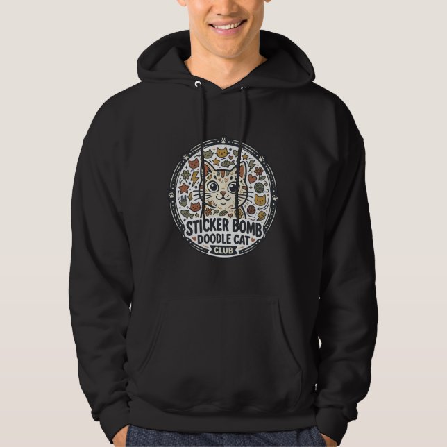 Sticker Bomb Doodle Cat POD Vector Art - Sticker B Hoodie (Front)