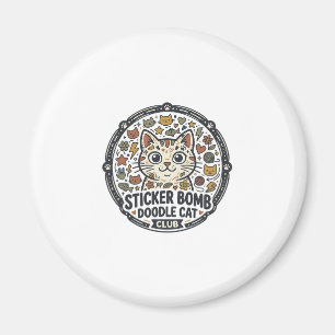 Sticker Bomb Doodle Cat POD Vector Art - Sticker B Magnet