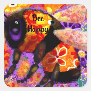 Sticker - Bumble Bee Happy Abstract Art Floral