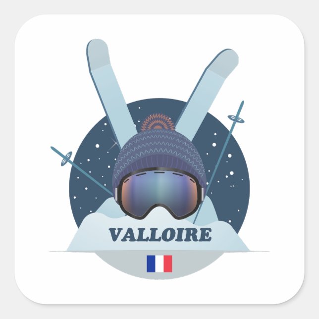 Sticker Carré Valloire Ski Resort (Front)