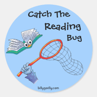 Sticker-Catch The Reading Bug Classic Round Sticker