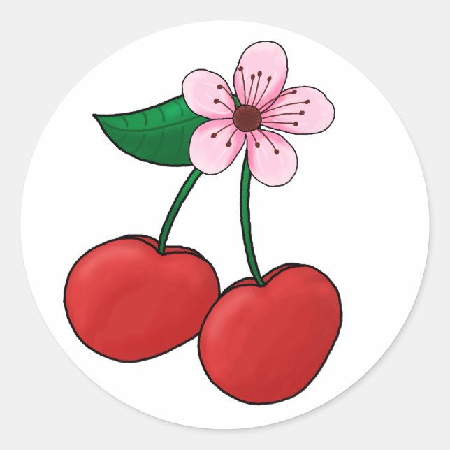 Sticker-Cherry Blossom Classic Round Sticker (Front)