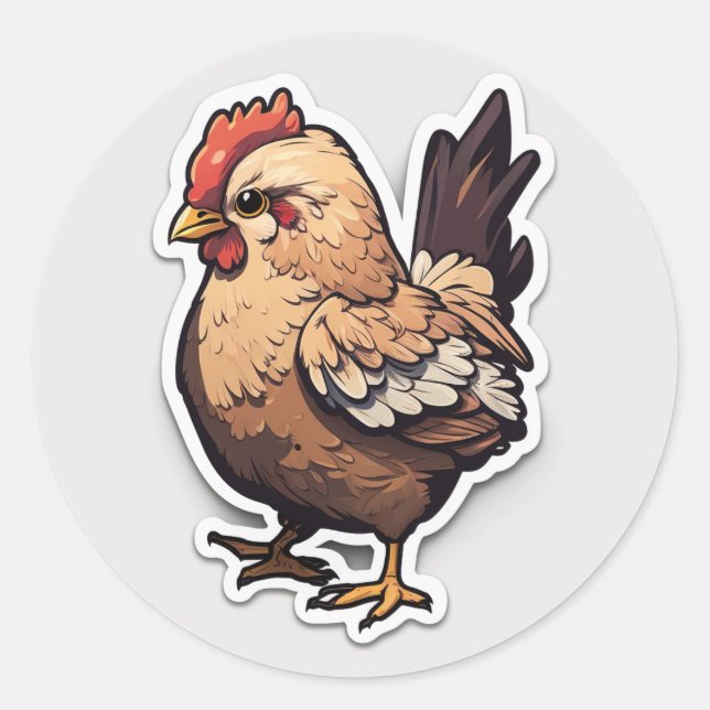 Sticker Chicken Classic Round Sticker (Front)