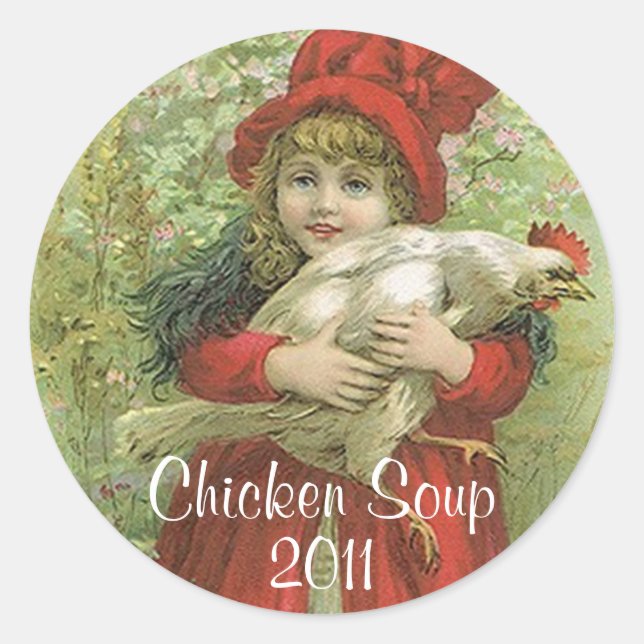 Sticker Chicken Meat Soup Home Canning Jar Circles (Front)
