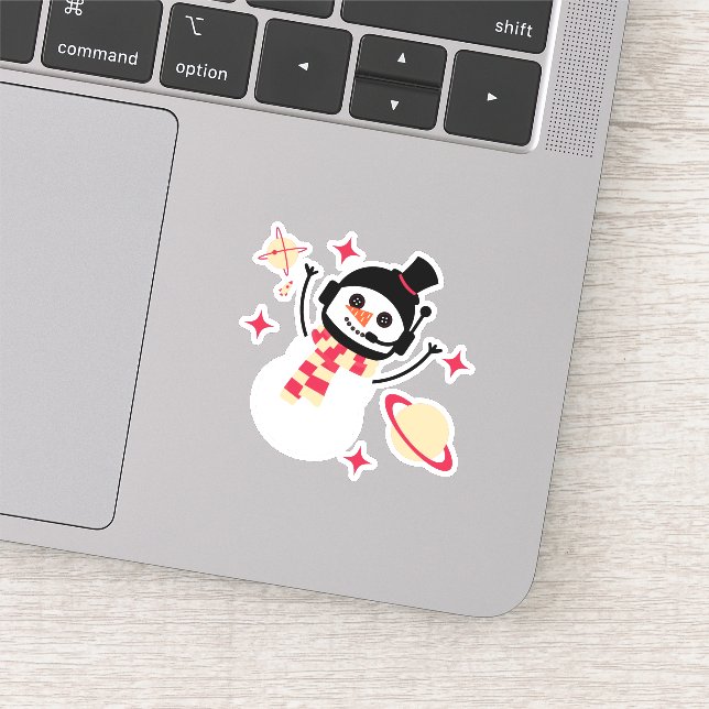 Sticker - Christmas Space Snow Man (Red) (Detail)
