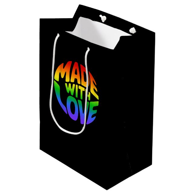 Sticker Circle Shape - MADE WITH LOVE 3 Medium Gift Bag (Front Angled)