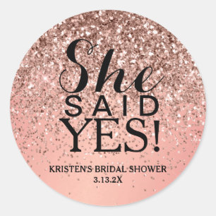 Sticker - Dark Rose Gold Glitter She Said Yes