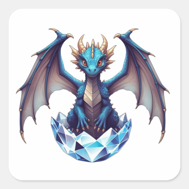 Sticker Dragon hatchling emerging from crystal egg (Front)