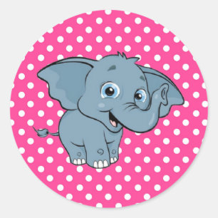 Sticker/Elephant and Polka Dots Classic Round Sticker