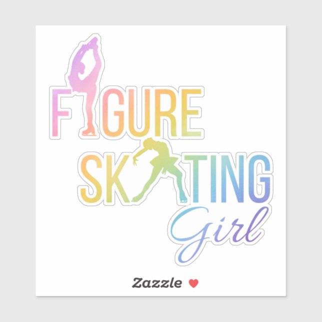 Sticker figure skating girl custom-cut rainbow (Sheet)
