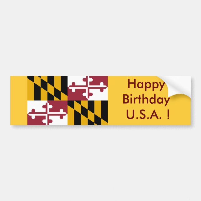 Sticker Flag of Maryland, Happy Birthday U.S.A.! (Front)