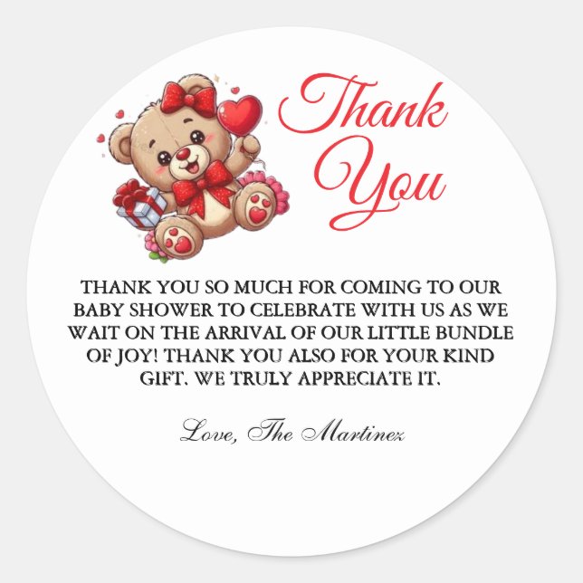 Sticker Flat thank You Card with Word of Thanks  (Front)