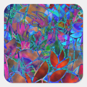 Sticker Floral Abstract Stained Glass
