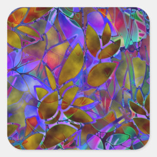 Sticker Floral Abstract Stained Glass
