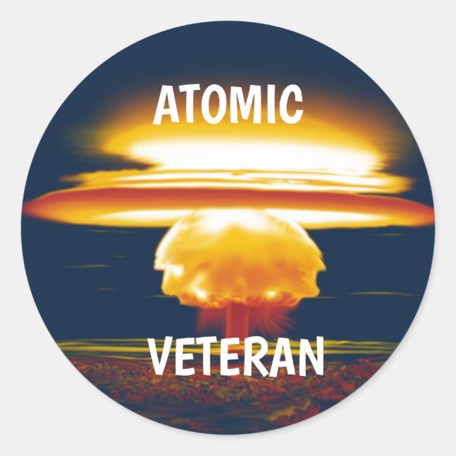 Sticker for Atomic Veteran with Mushroom Cloud (Front)