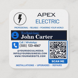 Sticker for Electrician | QR Code Service Contact Square Business Card