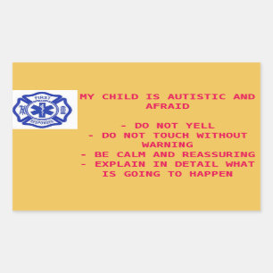 Sticker for first responders - autistic child