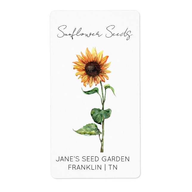 Sticker for seed packet | Sunflower Seed Label (Front)