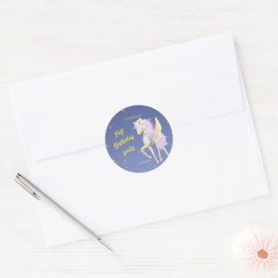 Sticker for the first birthday with gentle unicorn