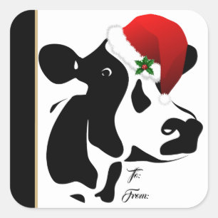 Sticker Gift Tag Santa Cow