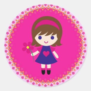 Sticker/Girl Classic Round Sticker