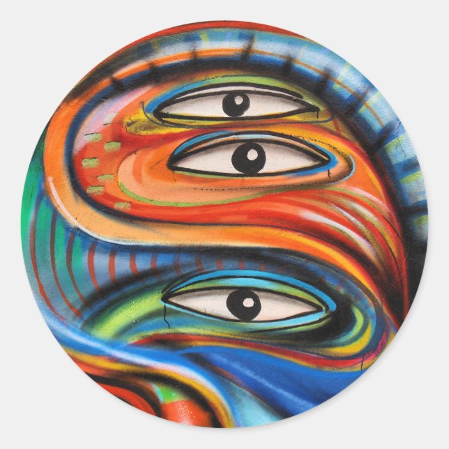 Sticker: Graffiti Eyes Classic Round Sticker (Front)