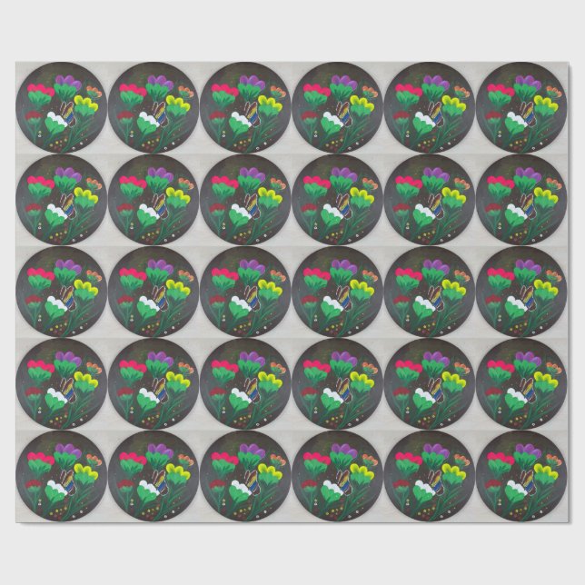 Sticker- Handmade artwork - Butterfly Bolssom Wrapping Paper (Flat)