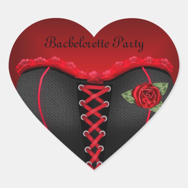 Sticker Heart Bachelorette Party Black Red Corset (Front)