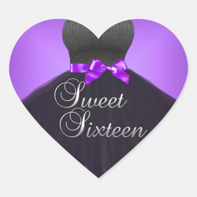 Sticker Heart Sweet 16 Sixteen Purple Dress (Front)