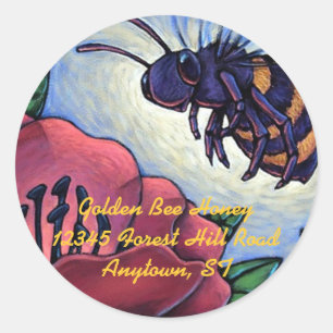 Sticker Honey Bee Visits Flowers Beekeeper Product