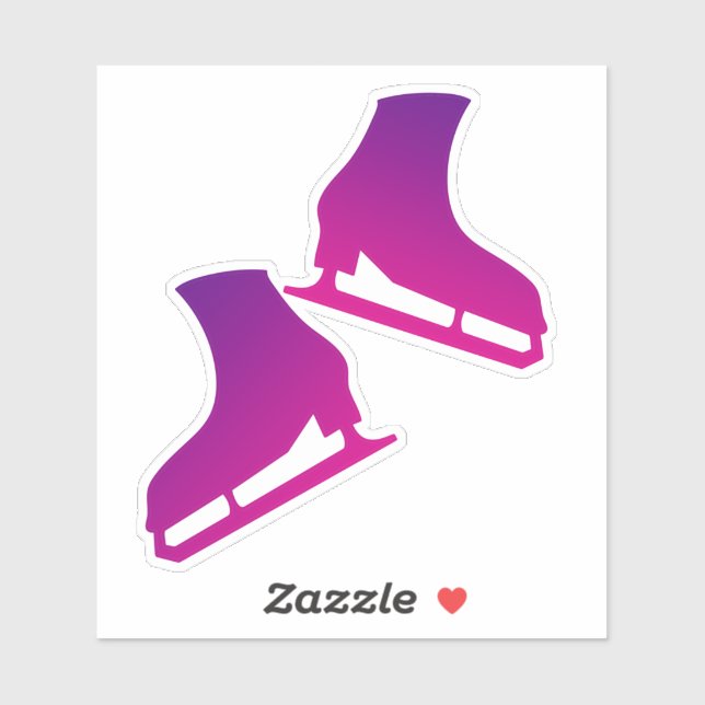 Sticker ice skates pair figure skating purple pink (Sheet)