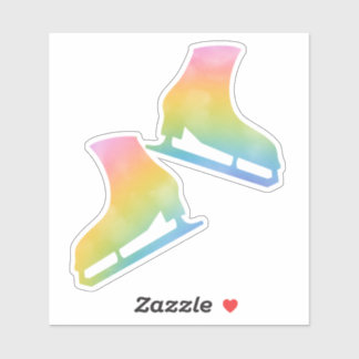 Sticker ice skates pair figure skating rainbow