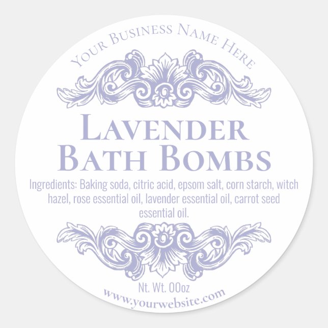Sticker Label For Handmade Lavender Bath Bombs (Front)